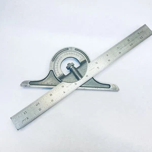 Lufkin C-2504 4R 12" Blade Tempered Rule & Protractor Head Combination Set - USA - Picture 1 of 9