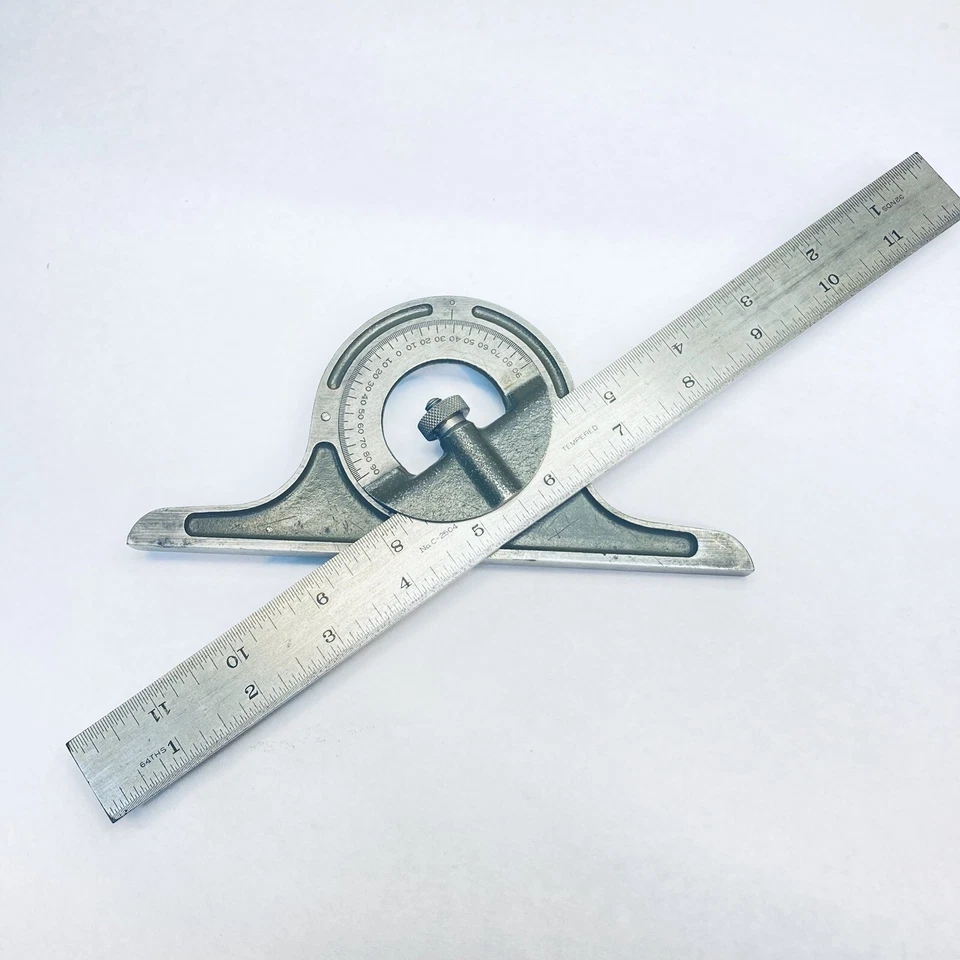 Lufkin C-2504 4R 12" Blade Tempered Rule & Protractor Head Combination Set - USA - Image 1 of 4