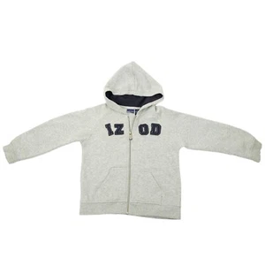 Izod Jeans Stitched Logo Full Zip Hoodie Jacket Sz 4T/4 Gray Pockets Long Sleeve - Picture 1 of 16