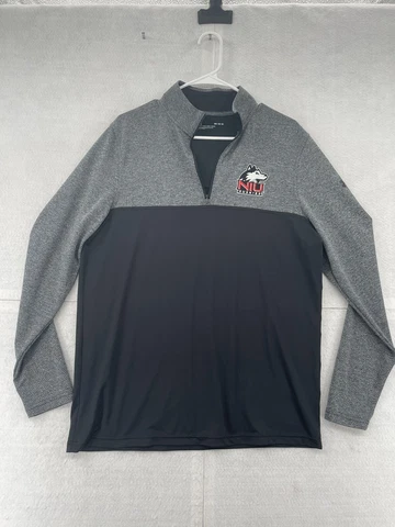 NIU Northern Illinois Huskies Pullover Men Medium Black Lightweight Jacket Shirt Cover