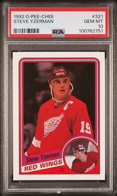 1992 年 O-Pee-Chee Steve Yzerman 1984 RC 风格 #321 PSA 10 Gem 完好 💎 HOF Low Pop — 第 1/2 张图片