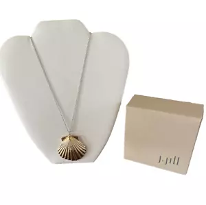 NWT J. JILL Goldtone Seashell on Silver Chain Necklace in New Box Retails $44.00 - Picture 1 of 4