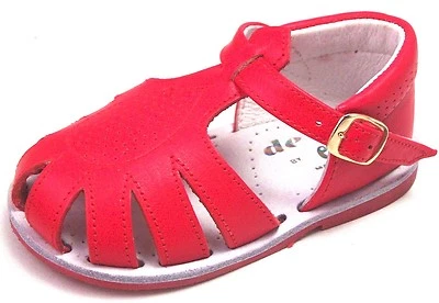 DE OSU - España - Sandalias de pescador de cuero rojo para bebés niños niñas - Talla europea 2,5/3 Foto 1 de 4