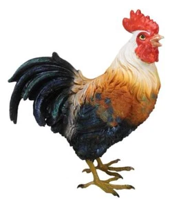 Rustic Western Country Farm White Breasted Chicken Rooster Figurine - Picture 1 of 9