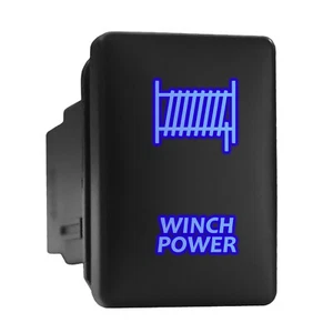 WINCH POWER Blue LED Backlit Switch Short Push Button 1.28"x 0.87" (Fit: Toyota) - Picture 1 of 6