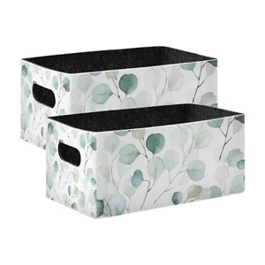 Flower Green Leaves Storage Bins Baskets For Organizing 2pack Sturdy Storage Bas - Picture 1 of 6