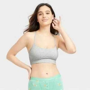 Stylish Auden Women's Cotton Seamless Bralette-Heather Grey-Size Medium - Picture 1 of 3
