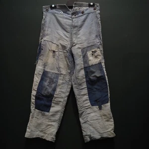 Vintage French chore trousers 1930s / 40s repaired sashiko darning Buckle Back - Picture 1 of 11