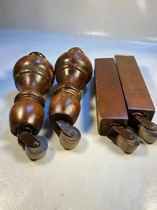 4 Reclaimed Salvage Wooden Dresser Legs From Antique 4 Drawer Ornate Dresser - Picture 1 of 12
