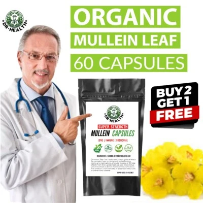 DR. HEALTH Mullein Leaf Extract Capsules 5000mg No Fillers No Binders Pure Natural Vegan