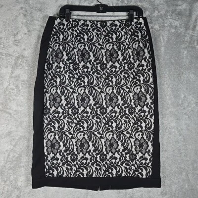 Falda Worthington Mujer 14 Blanco Oso Polar/Negro Encaje Retro Glam Corpcore Foto 1 de 4