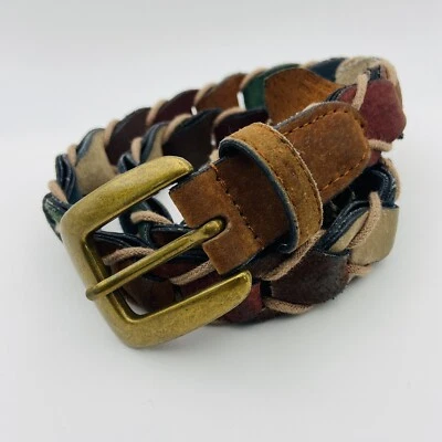 Cinturón de cuero gamuza multicolor para mujer cadena dividida hebilla de latón colorido talla S Foto 1 de 4