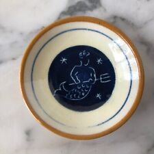 DANISH MODERN studio pottery AQUARIUS Astrology MINI PLATE anchor hallmark XLNT!