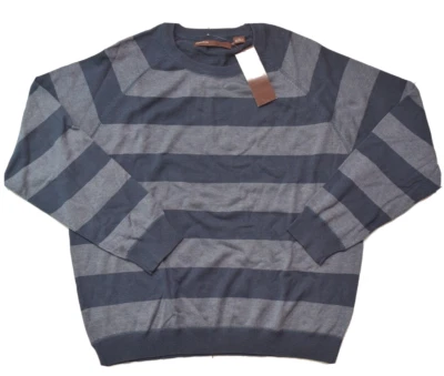 Perry Ellis New Mens Sweater Knit Crewneck Heather Navy Blue Stripes 2XL $79.50 - Image 1 of 4