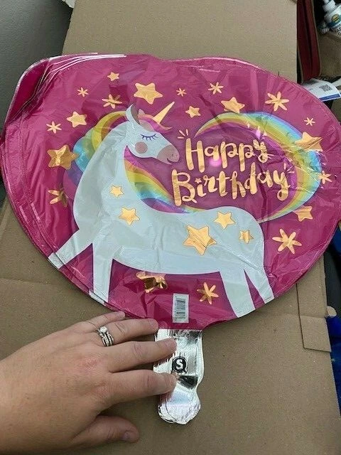 Unicornio Arco Iris Feliz Cumpleaños En Forma de Corazón 18" ¡¡Nuevo!!! Foto 1 de 1