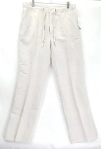 NEW Cubavera Chino Pants Mens Large Off White Natural Linen Pockets Drawstring - Picture 1 of 12