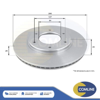 Compatível com Toyota Hiace 1979-2012 Granvia 1995-2004 disco de freio dianteiro Comline #1 - Imagem 1 de 2