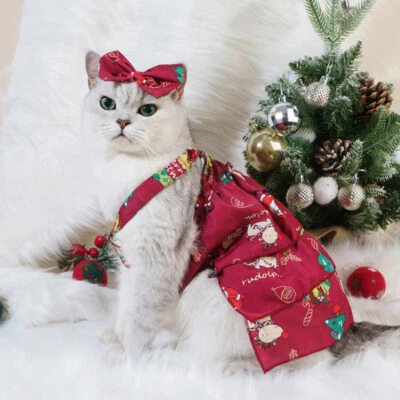 Pet Dog Puppy Santa Shirt Christmas Clothes Costumes Warm Jacket Coat Red Dress* - Image 1 of 4