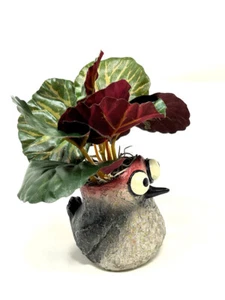 5" Potted Baby WOODPECKER Mini Blob House pot WITH faux silk CHARLIE plant, hand - Picture 1 of 6