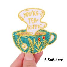 Tea Cup Iron on Patch Decorative Badge Embroidery Gift Garment Applique Clothing