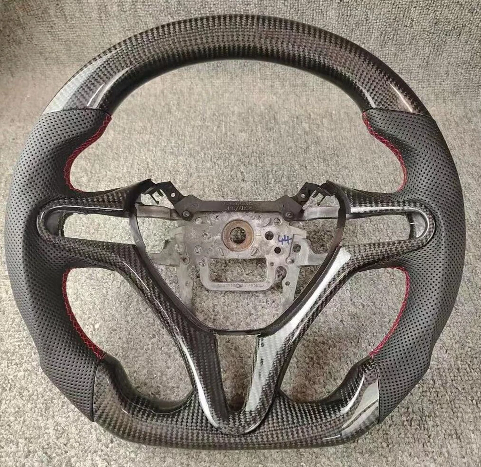 Volante de cuero de fibra de carbono personalizado para Honda Civic 8ª generación 2006-2011 Foto 1 de 1