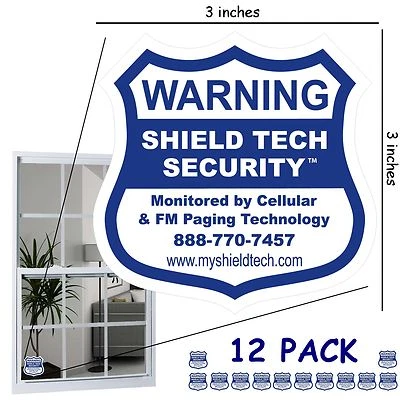 12 BACK ADHESIVE DECALS FOR ALL WINDOWS - REAL OR FAKE ALARM SYSTEM STICKER PK B - Image 1 of 4