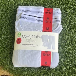 Calvin Klein Girls 3 Piece Sleep Set Green Size Medium 10/12 New With Tags - Picture 1 of 2