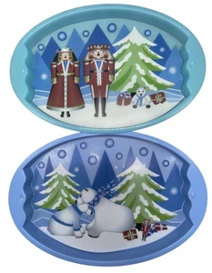 2er Set Weihnachtstabletts blau herausnehmbar Tischsets Eisbär Nussknacker LESEN - Bild 1 von 7