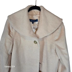 Cole Haan Womens Wool Alpaca Blend Coat Longline Collared Size L Beige - Picture 1 of 9