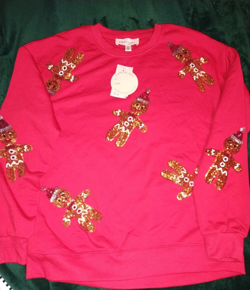Philosophy Pan de Jengibre Hombre Rojo Navidad Suéter Talla Pequeña Foto 1 de 4