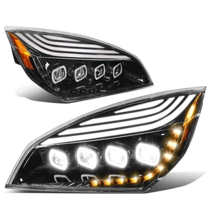 Fit 18-24 Cascadia LED DRL Sequential Signal Projector Headlights Lamps Black - Picture 1 of 11