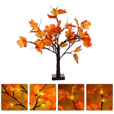  1pc décoratif halloween érable feuille lampe lampe USB pile 24 LED arbre lampe - Photo 1/4