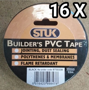 16 x STUK BT5033B schwarz PVC Bauherren Membran selbstklebende Klebebänder 50 mm x 33 m - Bild 1 von 7