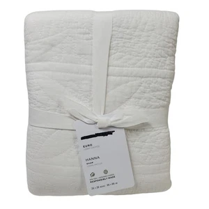Pottery Barn Hanna Cotton Linen Quilted Sham Euro White - Bild 1 von 3