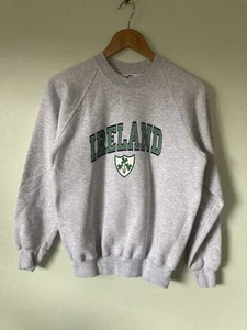 Vintage Ireland Sweatshirt Small Raglan Gray Fruit of the Loom USA Made 90s - Picture 1 of 5