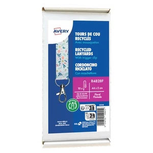 Cordón preimpreso floral reciclado Avery con mosquetón de 2 cm de ancho paquete 10 - R482 - Imagen 1 de 1