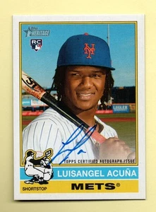 2025 Topps Heritage REAL ONE Luisangel Acuna RC ON-CARD AUTO - NEW YORK METS - Picture 1 of 2