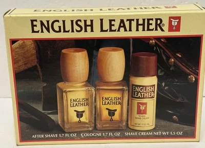 Juego de regalo colonia de cuero inglés vintage de 3 piezas nuevo en caja difícil de encontrar Foto 1 de 4