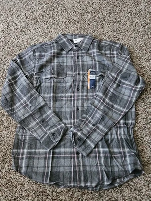 NEW George Men's Long Sleeve Flannel Shirt Size M 38 - 40 Grey Pink Plaid - Image 1 of 4