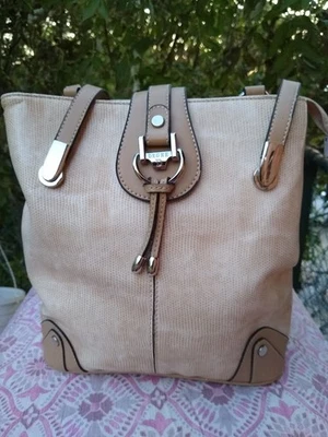 Sac à main en simili cuir pour femme beige neuf - Photo 1/4