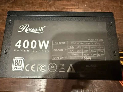 Rosewill 400W Power Supply unit Model RD 400Z - Image 1 of 2