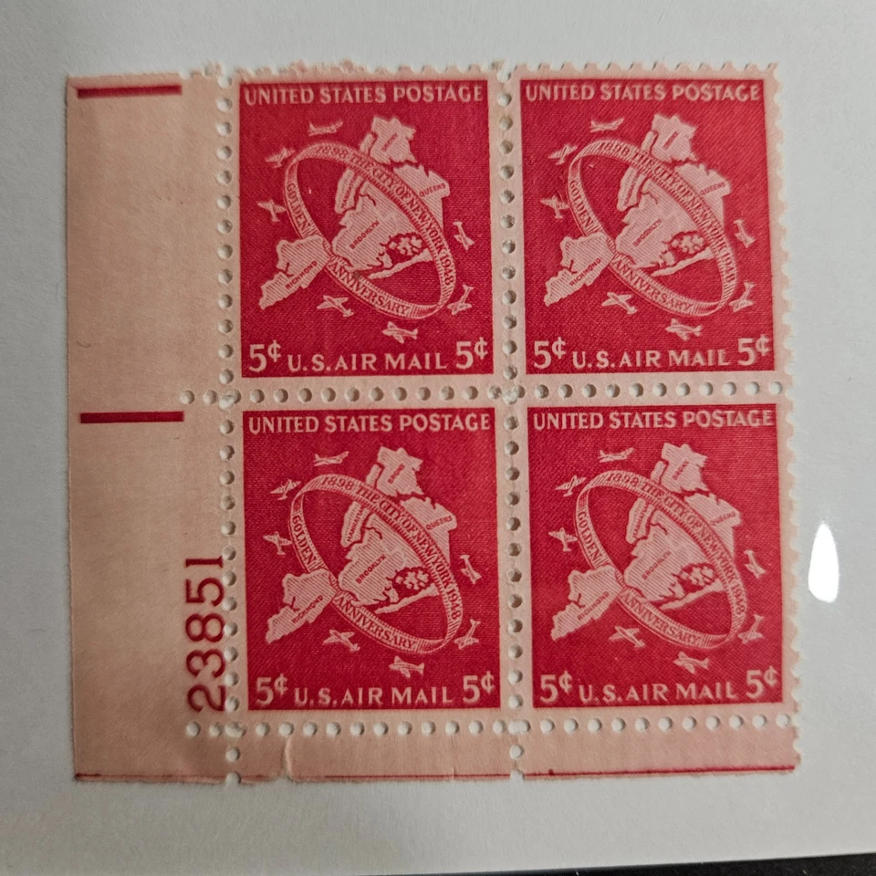US Stamp Sc C38, 5c Air Mail, Plate Blk of 4, MLH F/VF CV$3.50 (510A87) - Image 1 of 1