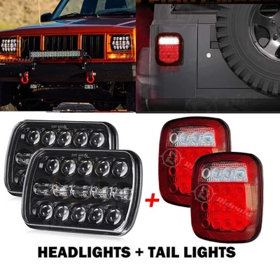 Combo de faros LED y luces traseras para Jeep Wrangler YJ 1987-1995 5"x7" 7x6" Foto 1 de 4