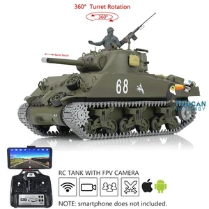 Henglong RTR RC Tank 1/16 7.0 M4A3 Sherman 3898 360° Turret Barrel Recoil FPV - Picture 1 of 12