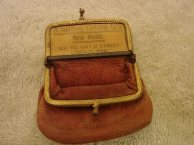 LINCOLN NEBRASKA RARE ARMSTORNG CLOTHING COIN PURSE 1221 TO 1227 "O" ST. ANTIQUE - image 1 of 3