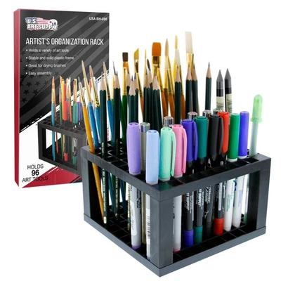 US Art Supply 96 Hole Plastic Pencil & Brush Holder - Desk Stand Organizer - Image 1 of 4