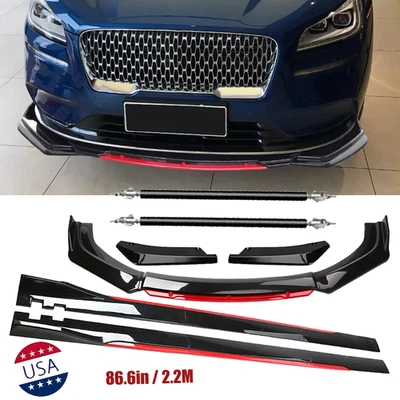 Front Bumper Lip Spoiler Splitter Side Skirt Glossy Black For Lincoln MKZ Univer Foto 1 de 4