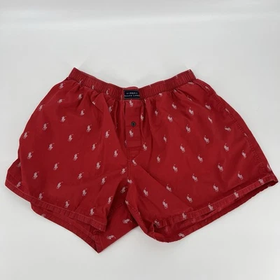 Polo Ralph Lauren XL Red Lounge Shorts Retro Grunge Casual Relaxed Fit Men’s - Image 1 of 4