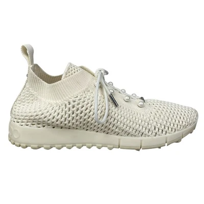 Tênis Jimmy Choo Feminino Velas Crochê Branco Treinador Tamanho 39 EUA 9 - Imagem 1 de 4