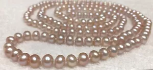 Perlenkette 5,5 mm - 7,5 mm hellrosa Perlen 51 Zoll schön vielseitig - Bild 1 von 6